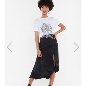 Black Satin Midi Skirt NWOT